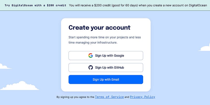 DigitalOcean signup